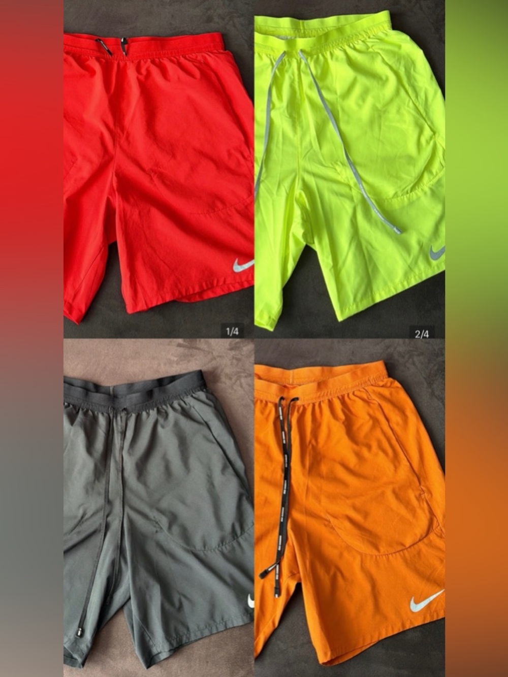(4) Nike Red Performance Shorts with White Swoosh